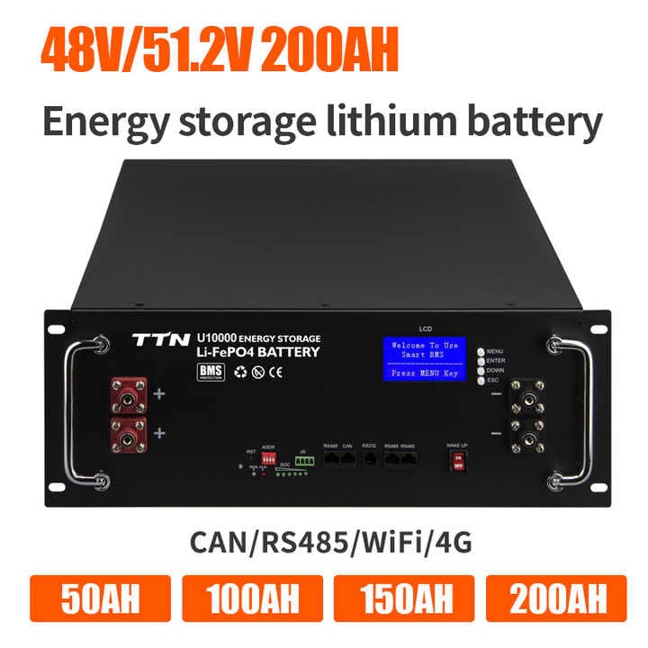 LiFePo4 battery 51.2V 200Ah 10.24 KWh for photovoltaic inverter
